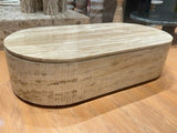 Oval Fluted Travertine Coffee Table