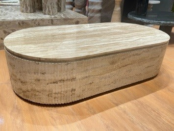 Oval Fluted Travertine Coffee Table