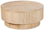 Round Fluted Travertine Coffee Table