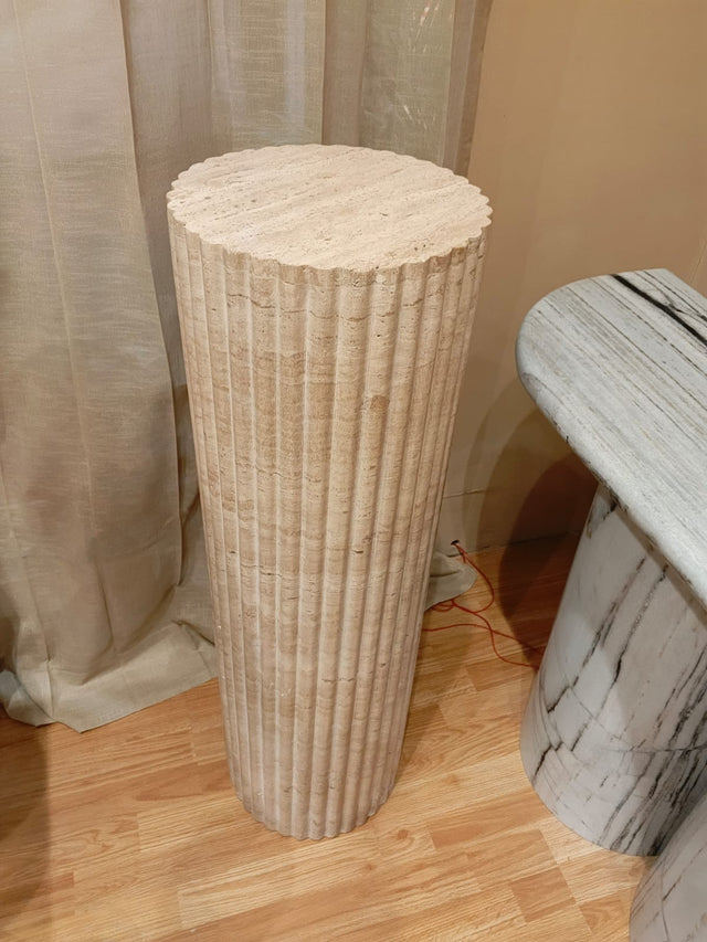 Round Fluted Travertine Plinth