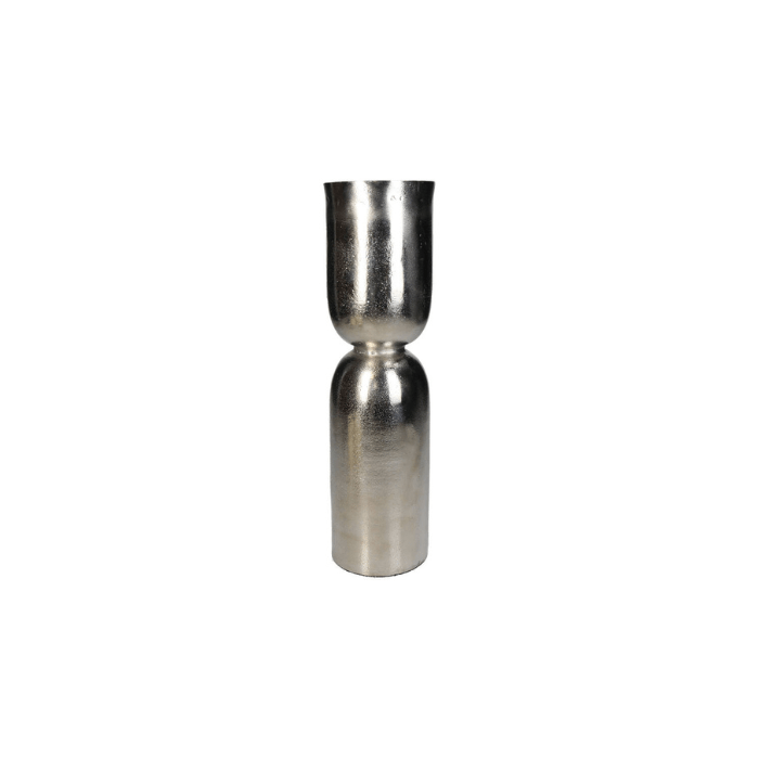 Candle Holder Aluminium Silver 9x9x32cm